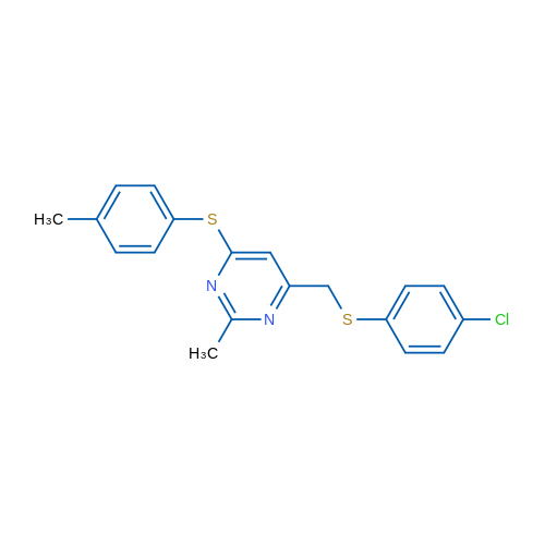4-{[(4-chlorophenyl)sulfanyl]methyl}-2-methyl-6-[(4-methylphenyl)sulfanyl]pyrimidine 1g