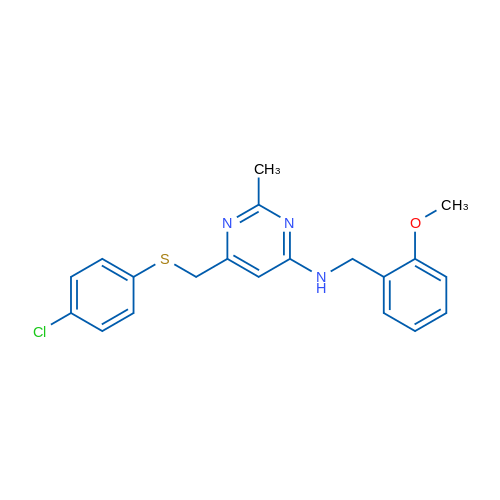 6-{[(4-chlorophenyl)sulfanyl]methyl}-N-[(2-methoxyphenyl)methyl]-2-methylpyrimidin-4-amine 1g