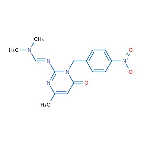 (E)-N,N-Dimethyl-N'-{4-methyl-1-[(4-nitrophenyl)methyl]-6-oxo-1,6-dihydropyrimidin-2-yl}methanimidamide 1g