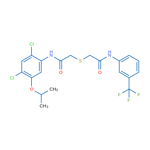 N-[2,4-Dichloro-5-(propan-2-yloxy)phenyl]-2-[({[3-(trifluoromethyl)phenyl]carbamoyl}methyl)sulfanyl]acetamide 1g