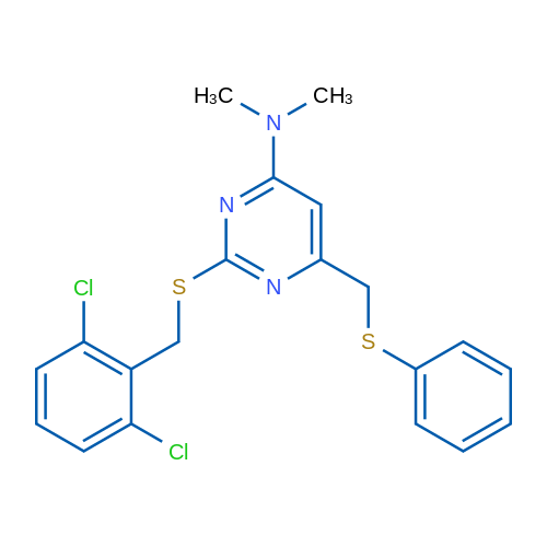 2-{[(2,6-dichlorophenyl)methyl]sulfanyl}-N,N-dimethyl-6-[(phenylsulfanyl)methyl]pyrimidin-4-amine 1g