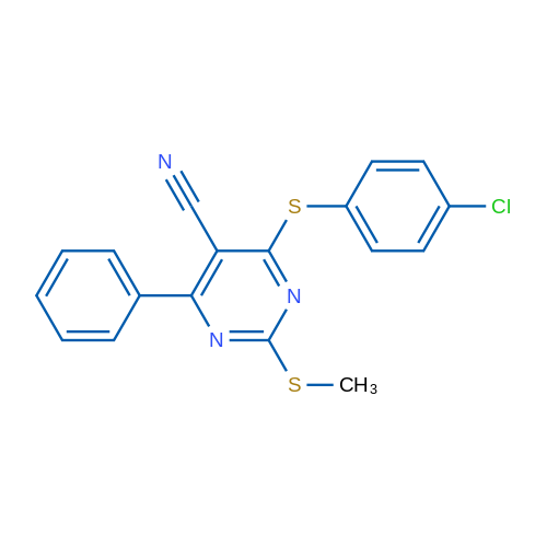 4-[(4-Chlorophenyl)sulfanyl]-2-(methylsulfanyl)-6-phenylpyrimidine-5-carbonitrile 1g