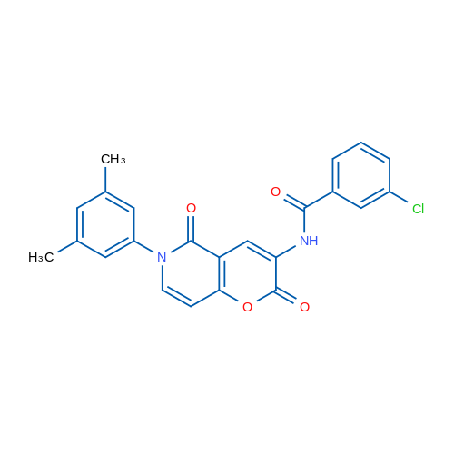3-Chloro-N-[6-(3,5-dimethylphenyl)-2,5-dioxo-2H,5H,6H-pyrano[3,2-c]pyridin-3-yl]benzamide 1g
