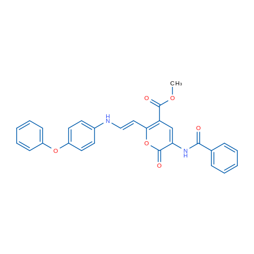 Methyl 3-benzamido-2-oxo-6-[(E)-2-[(4-phenoxyphenyl)amino]ethenyl]-2H-pyran-5-carboxylate 1g