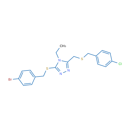 3-{[(4-bromophenyl)methyl]sulfanyl}-5-({[(4-chlorophenyl)methyl]sulfanyl}methyl)-4-ethyl-4H-1,2,4-triazole 1g
