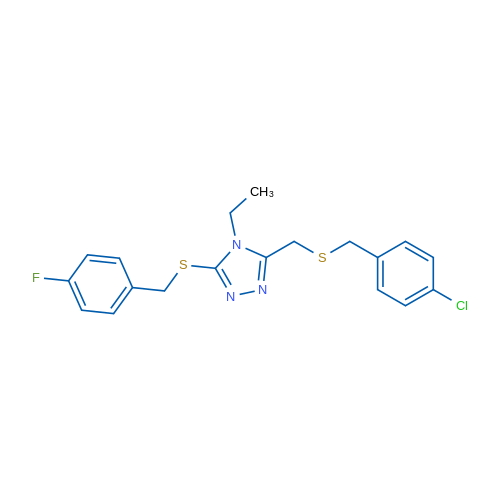 3-({[(4-chlorophenyl)methyl]sulfanyl}methyl)-4-ethyl-5-{[(4-fluorophenyl)methyl]sulfanyl}-4H-1,2,4-triazole 1g