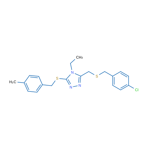 3-({[(4-chlorophenyl)methyl]sulfanyl}methyl)-4-ethyl-5-{[(4-methylphenyl)methyl]sulfanyl}-4H-1,2,4-triazole 1g