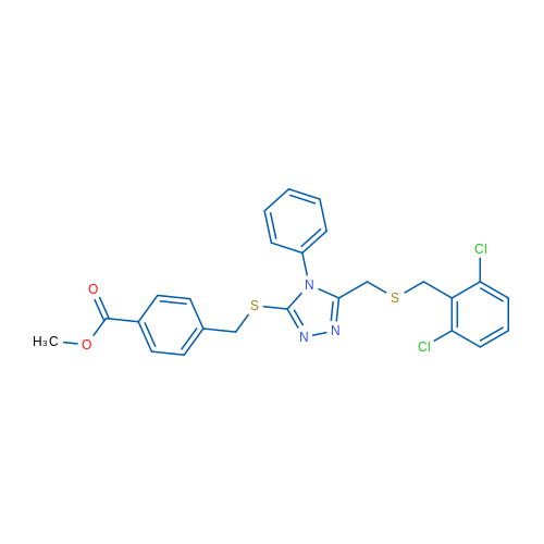 Methyl 4-({[5-({[(2,6-dichlorophenyl)methyl]sulfanyl}methyl)-4-phenyl-4H-1,2,4-triazol-3-yl]sulfanyl}methyl)benzoate 1g
