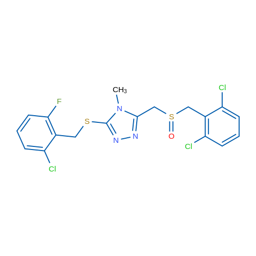 3-{[(2-chloro-6-fluorophenyl)methyl]sulfanyl}-5-{[(2,6-dichlorophenyl)methanesulfinyl]methyl}-4-methyl-4H-1,2,4-triazole 1g