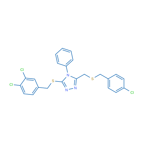 3-({[(4-chlorophenyl)methyl]sulfanyl}methyl)-5-{[(3,4-dichlorophenyl)methyl]sulfanyl}-4-phenyl-4H-1,2,4-triazole 1g