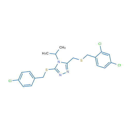 3-{[(4-chlorophenyl)methyl]sulfanyl}-5-({[(2,4-dichlorophenyl)methyl]sulfanyl}methyl)-4-(propan-2-yl)-4H-1,2,4-triazole 1g