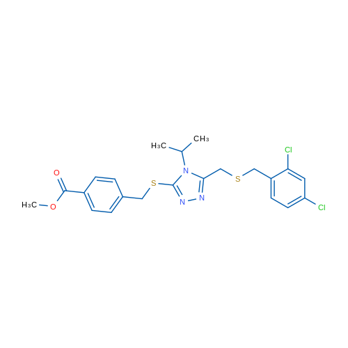 Methyl 4-({[5-({[(2,4-dichlorophenyl)methyl]sulfanyl}methyl)-4-(propan-2-yl)-4H-1,2,4-triazol-3-yl]sulfanyl}methyl)benzoate 1g