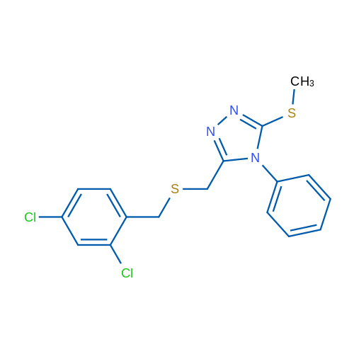 3-({[(2,4-dichlorophenyl)methyl]sulfanyl}methyl)-5-(methylsulfanyl)-4-phenyl-4H-1,2,4-triazole 1g