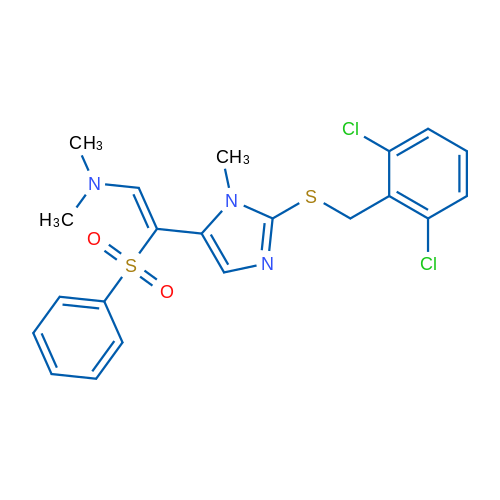 [(Z)-2-(Benzenesulfonyl)-2-(2-{[(2,6-dichlorophenyl)methyl]sulfanyl}-1-methyl-1H-imidazol-5-yl)ethenyl]dimethylamine 1g
