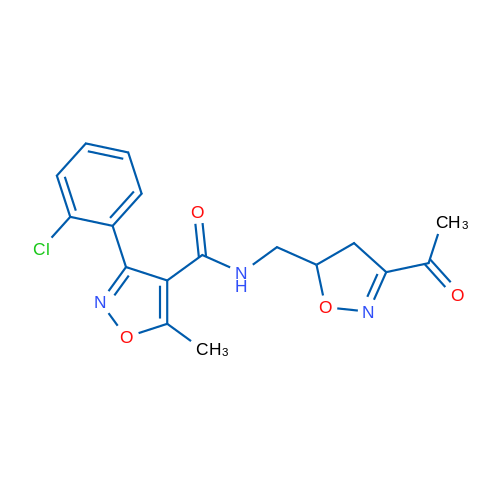N-[(3-Acetyl-4,5-dihydro-1,2-oxazol-5-yl)methyl]-3-(2-chlorophenyl)-5-methyl-1,2-oxazole-4-carboxamide 1g