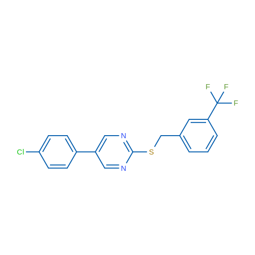 5-(4-Chlorophenyl)-2-({[3-(trifluoromethyl)phenyl]methyl}sulfanyl)pyrimidine 1g