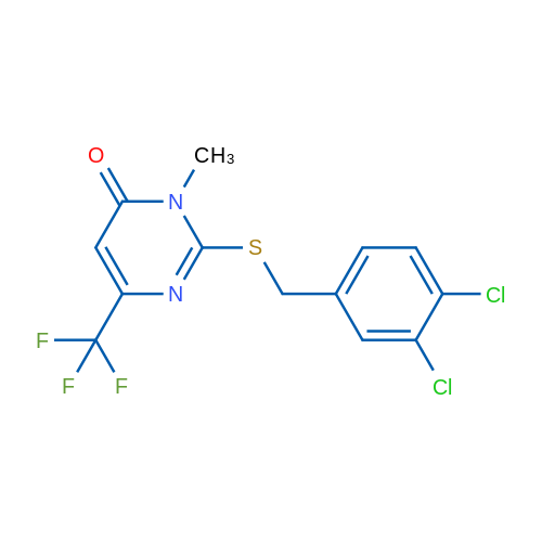 2-{[(3,4-dichlorophenyl)methyl]sulfanyl}-3-methyl-6-(trifluoromethyl)-3,4-dihydropyrimidin-4-one 1g