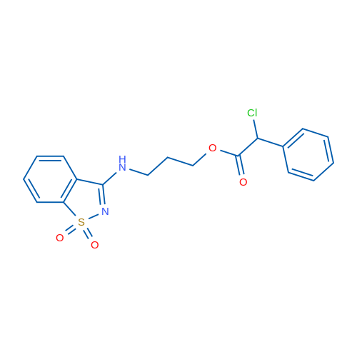3-((1,1-Dioxidobenzo[d]isothiazol-3-yl)amino)propyl 2-chloro-2-phenylacetate 1g
