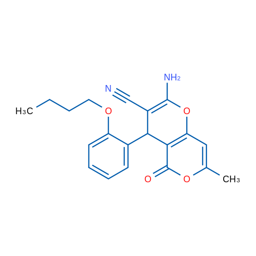 2-Amino-4-(2-butoxyphenyl)-7-methyl-5-oxo-4H,5H-pyrano[3,2-c]pyran-3-carbonitrile 1g