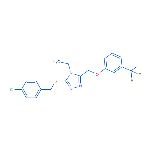 3-{[(4-chlorophenyl)methyl]sulfanyl}-4-ethyl-5-{[3-(trifluoromethyl)phenoxy]methyl}-4H-1,2,4-triazole 1g