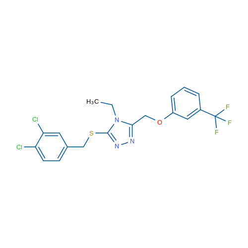 3-{[(3,4-dichlorophenyl)methyl]sulfanyl}-4-ethyl-5-{[3-(trifluoromethyl)phenoxy]methyl}-4H-1,2,4-triazole 1g