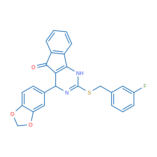 4-(2H-1,3-Benzodioxol-5-yl)-2-{[(3-fluorophenyl)methyl]sulfanyl}-1H,4H,5H-indeno[1,2-d]pyrimidin-5-one 1g