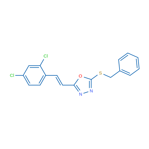 2-(Benzylsulfanyl)-5-[(E)-2-(2,4-dichlorophenyl)ethenyl]-1,3,4-oxadiazole 1g