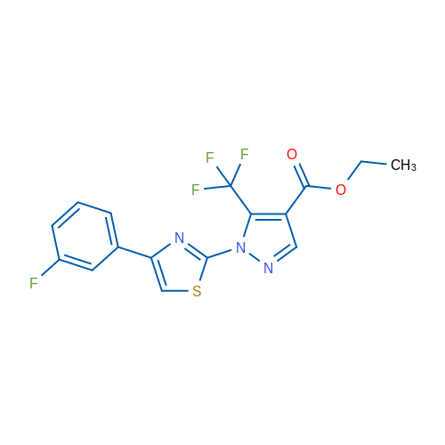 Ethyl 1-[4-(3-fluorophenyl)-1,3-thiazol-2-yl]-5-(trifluoromethyl)-1H-pyrazole-4-carboxylate 1g