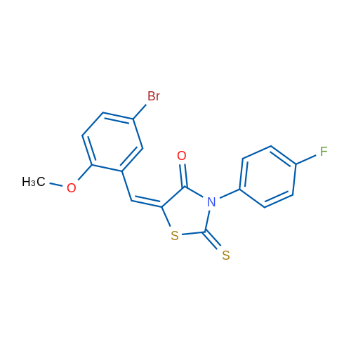 (5E)-5-[(5-Bromo-2-methoxyphenyl)methylidene]-3-(4-fluorophenyl)-2-sulfanylidene-1,3-thiazolidin-4-one 1g