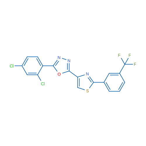 2-(2,4-Dichlorophenyl)-5-{2-[3-(trifluoromethyl)phenyl]-1,3-thiazol-4-yl}-1,3,4-oxadiazole 1g