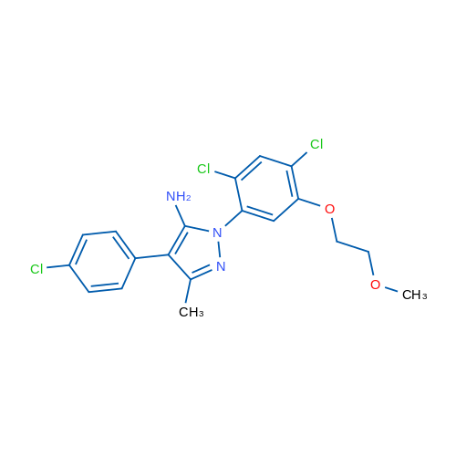 4-(4-Chlorophenyl)-1-[2,4-dichloro-5-(2-methoxyethoxy)phenyl]-3-methyl-1H-pyrazol-5-amine 1g