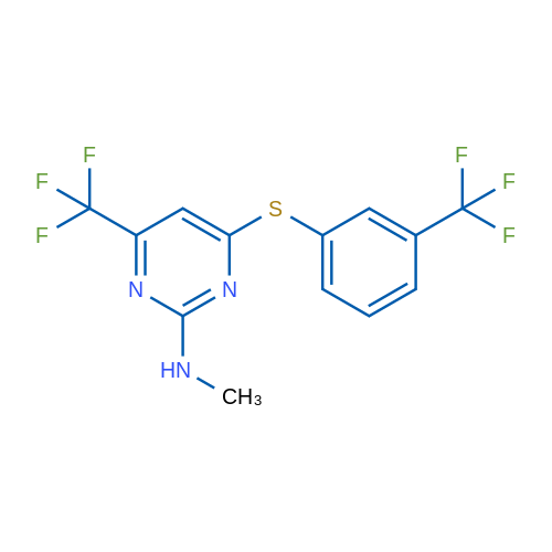N-Methyl-4-(trifluoromethyl)-6-{[3-(trifluoromethyl)phenyl]sulfanyl}pyrimidin-2-amine 1g