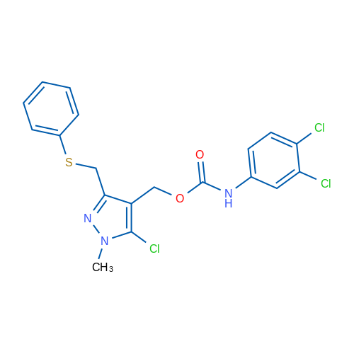 {5-chloro-1-methyl-3-[(phenylsulfanyl)methyl]-1H-pyrazol-4-yl}methyl N-(3,4-dichlorophenyl)carbamate 1g
