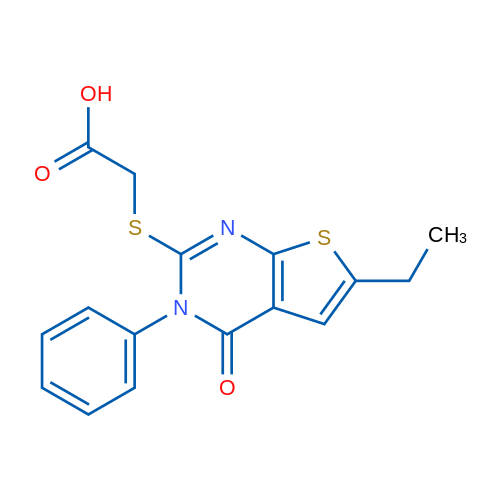 2-((6-Ethyl-4-oxo-3-phenyl-3,4-dihydrothieno[2,3-d]pyrimidin-2-yl)thio)acetic acid 1g