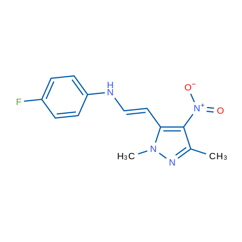 N-[(E)-2-(1,3-Dimethyl-4-nitro-1H-pyrazol-5-yl)ethenyl]-4-fluoroaniline 1g