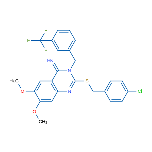 2-{[(4-chlorophenyl)methyl]sulfanyl}-6,7-dimethoxy-3-{[3-(trifluoromethyl)phenyl]methyl}-3,4-dihydroquinazolin-4-imine 1g