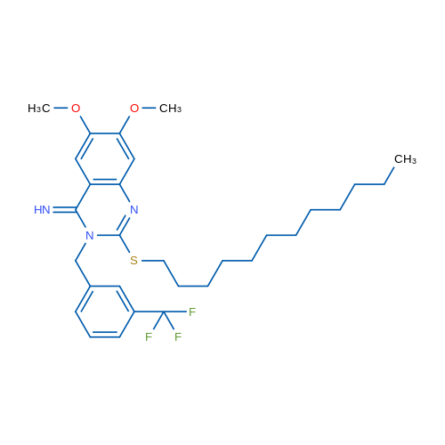 2-(Dodecylsulfanyl)-6,7-dimethoxy-3-{[3-(trifluoromethyl)phenyl]methyl}-3,4-dihydroquinazolin-4-imine 1g