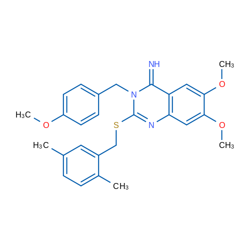 2-{[(2,5-dimethylphenyl)methyl]sulfanyl}-6,7-dimethoxy-3-[(4-methoxyphenyl)methyl]-3,4-dihydroquinazolin-4-imine 1g