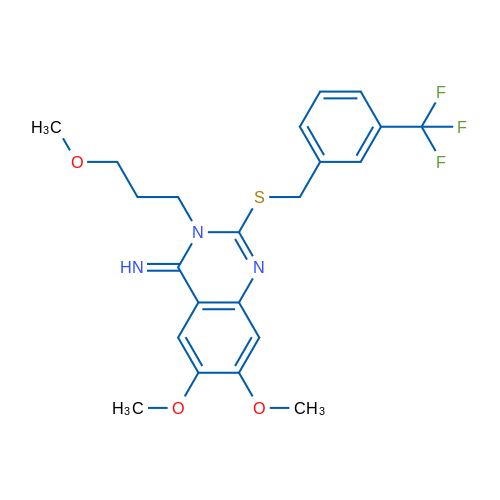 6,7-Dimethoxy-3-(3-methoxypropyl)-2-({[3-(trifluoromethyl)phenyl]methyl}sulfanyl)-3,4-dihydroquinazolin-4-imine 1g