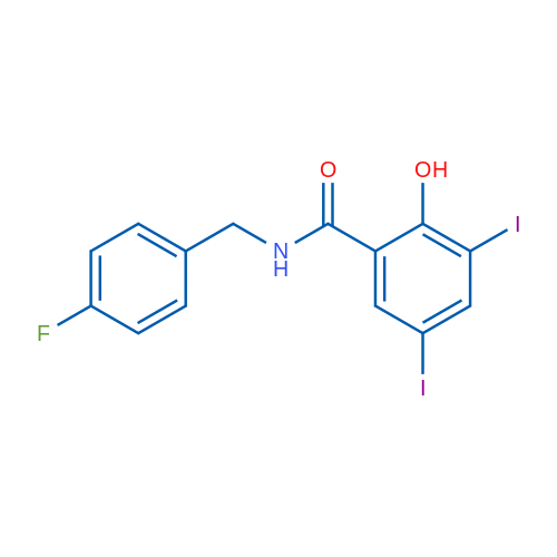 N-[(4-Fluorophenyl)methyl]-2-hydroxy-3,5-diiodobenzamide 1g