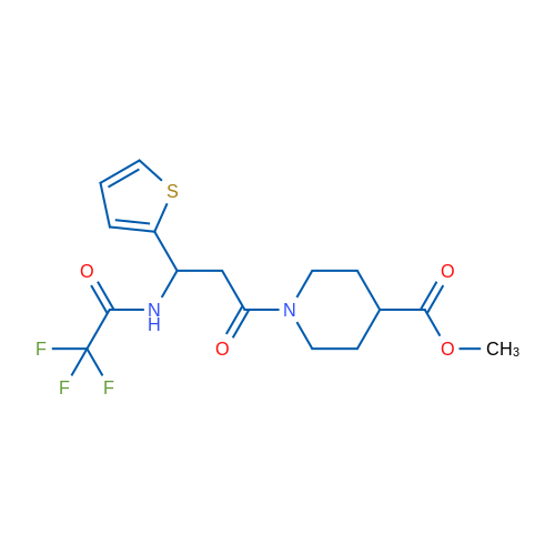 Methyl 1-[3-(thiophen-2-yl)-3-(2,2,2-trifluoroacetamido)propanoyl]piperidine-4-carboxylate 1g