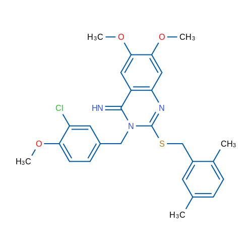 3-[(3-Chloro-4-methoxyphenyl)methyl]-2-{[(2,5-dimethylphenyl)methyl]sulfanyl}-6,7-dimethoxy-3,4-dihydroquinazolin-4-imine 1g