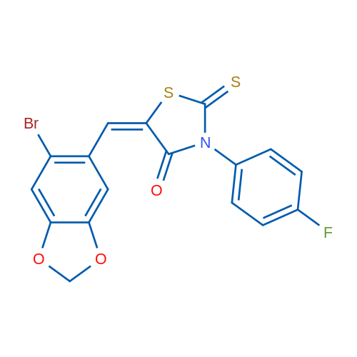 (5E)-5-[(6-Bromo-2H-1,3-benzodioxol-5-yl)methylidene]-3-(4-fluorophenyl)-2-sulfanylidene-1,3-thiazolidin-4-one 1g