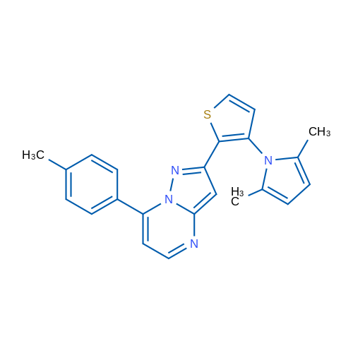 2,5-Dimethyl-1-{2-[7-(4-methylphenyl)pyrazolo[1,5-a]pyrimidin-2-yl]thiophen-3-yl}-1H-pyrrole 1g