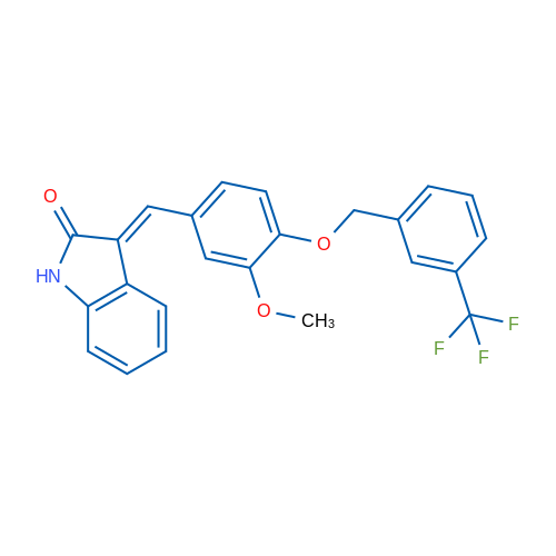 (3E)-3-[(3-Methoxy-4-{[3-(trifluoromethyl)phenyl]methoxy}phenyl)methylidene]-2,3-dihydro-1H-indol-2-one 1g