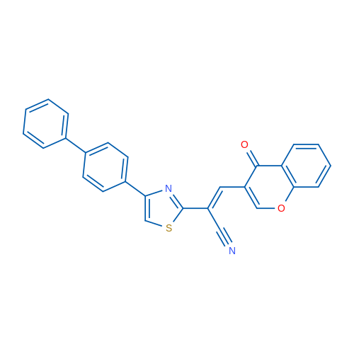 (2E)-2-(4-{[1,1'-biphenyl]-4-yl}-1,3-thiazol-2-yl)-3-(4-oxo-4H-chromen-3-yl)prop-2-enenitrile 1g