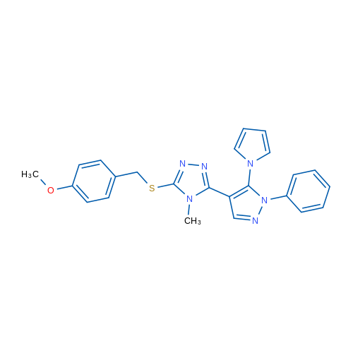 3-{[(4-methoxyphenyl)methyl]sulfanyl}-4-methyl-5-[1-phenyl-5-(1H-pyrrol-1-yl)-1H-pyrazol-4-yl]-4H-1,2,4-triazole 1g