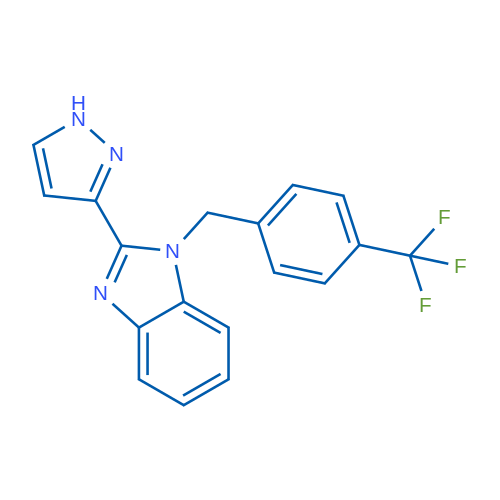 2-(1H-Pyrazol-3-yl)-1-{[4-(trifluoromethyl)phenyl]methyl}-1H-1,3-benzodiazole 1g