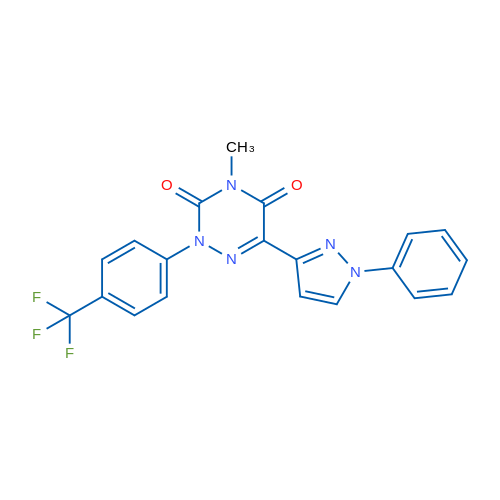 4-Methyl-6-(1-phenyl-1H-pyrazol-3-yl)-2-[4-(trifluoromethyl)phenyl]-2,3,4,5-tetrahydro-1,2,4-triazine-3,5-dione 1g