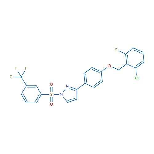 3-{4-[(2-chloro-6-fluorophenyl)methoxy]phenyl}-1-[3-(trifluoromethyl)benzenesulfonyl]-1H-pyrazole 1g